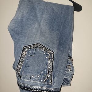 Miss Me Light Blue Embellished Cropped Jeans